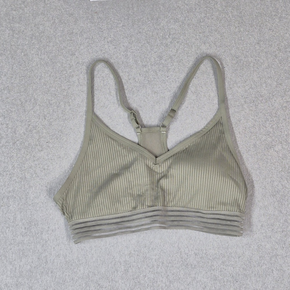 PINK Women Sports Bra Medium Green Ultimate Lightly Lined Wireless Racerback